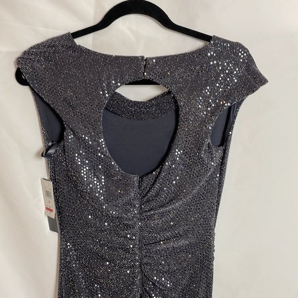 X by Xscape Women's Cowlneck Open-Back Sequined Gown Grey Size 4 - Picture 9 of 14